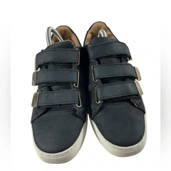 Aldo  Paise Black/White/Gold Leather Velcro Sneakers Size 8.5 - Picture 5 of 11